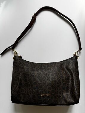 Calvin Klein Dark Brown Monogram Shoulder Bag